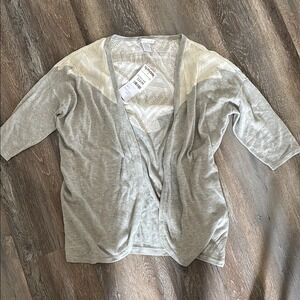 NWT Design History Gray Cardigan Sweater with 3/4 Sleeves